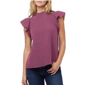 NWOT NWT Joe's Jeans Cotton Gauze Flutter Sleeve Top in Violet Quartz Size M